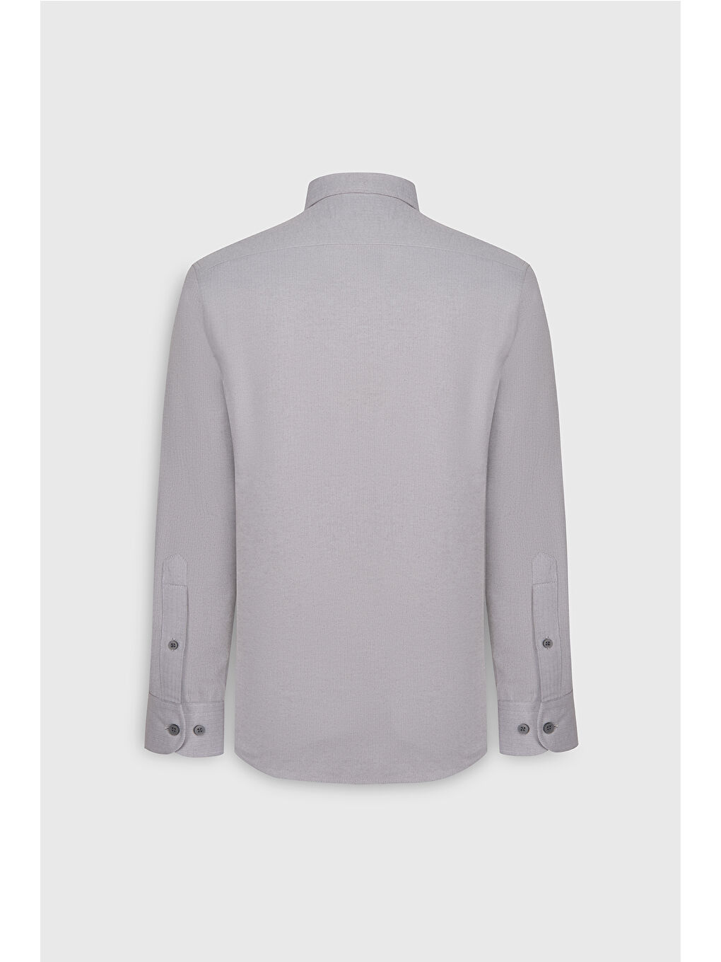 Erkek Gri Pamuklu Oxford Slim Fit Dar Kesim Gizli Düğmeli Yaka Armürlü Gömlek-3