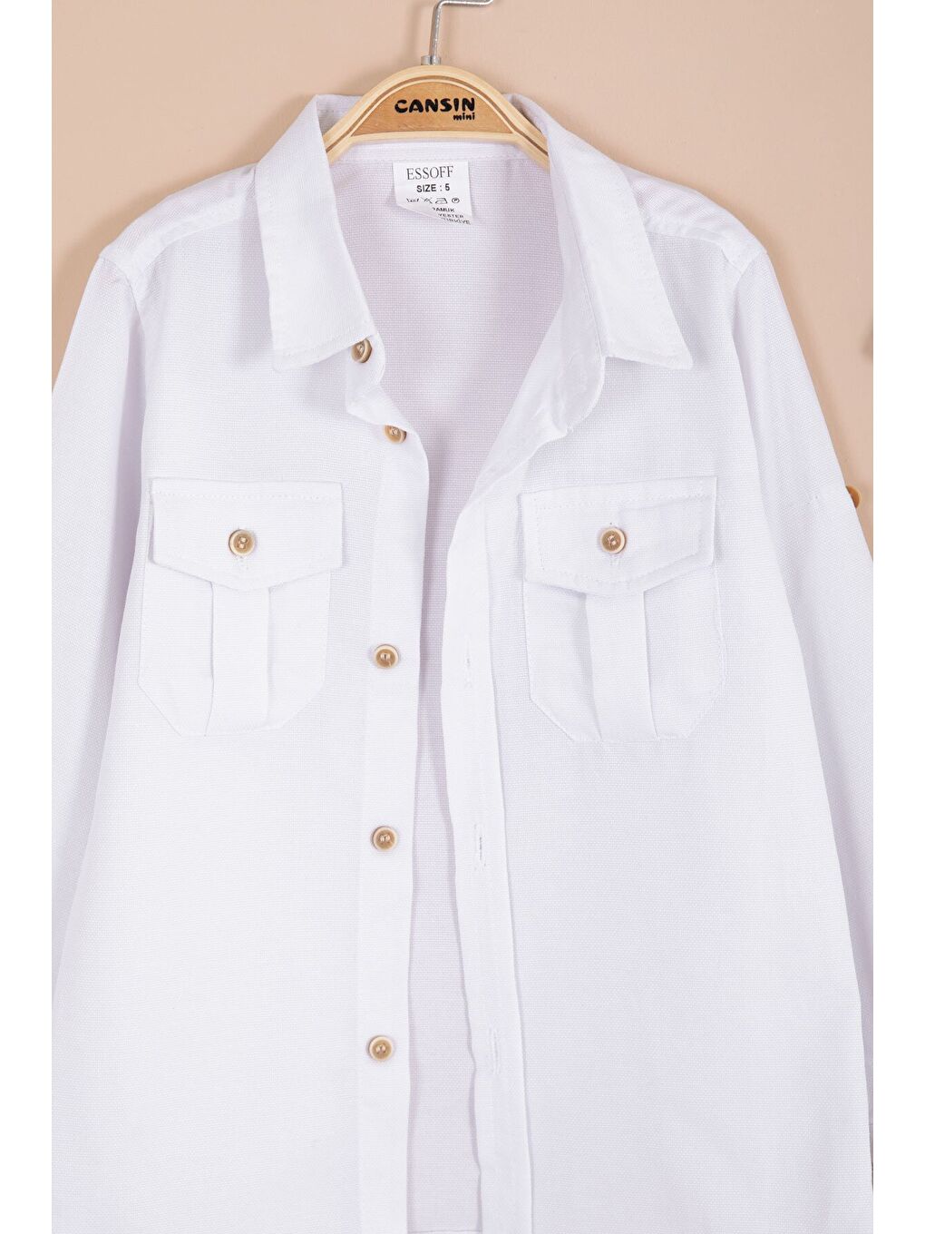 Ekru Krem Keten Pantolonlu Düğmeli Gömlekli Erkek Çocuk 3lü Takım 23765-3