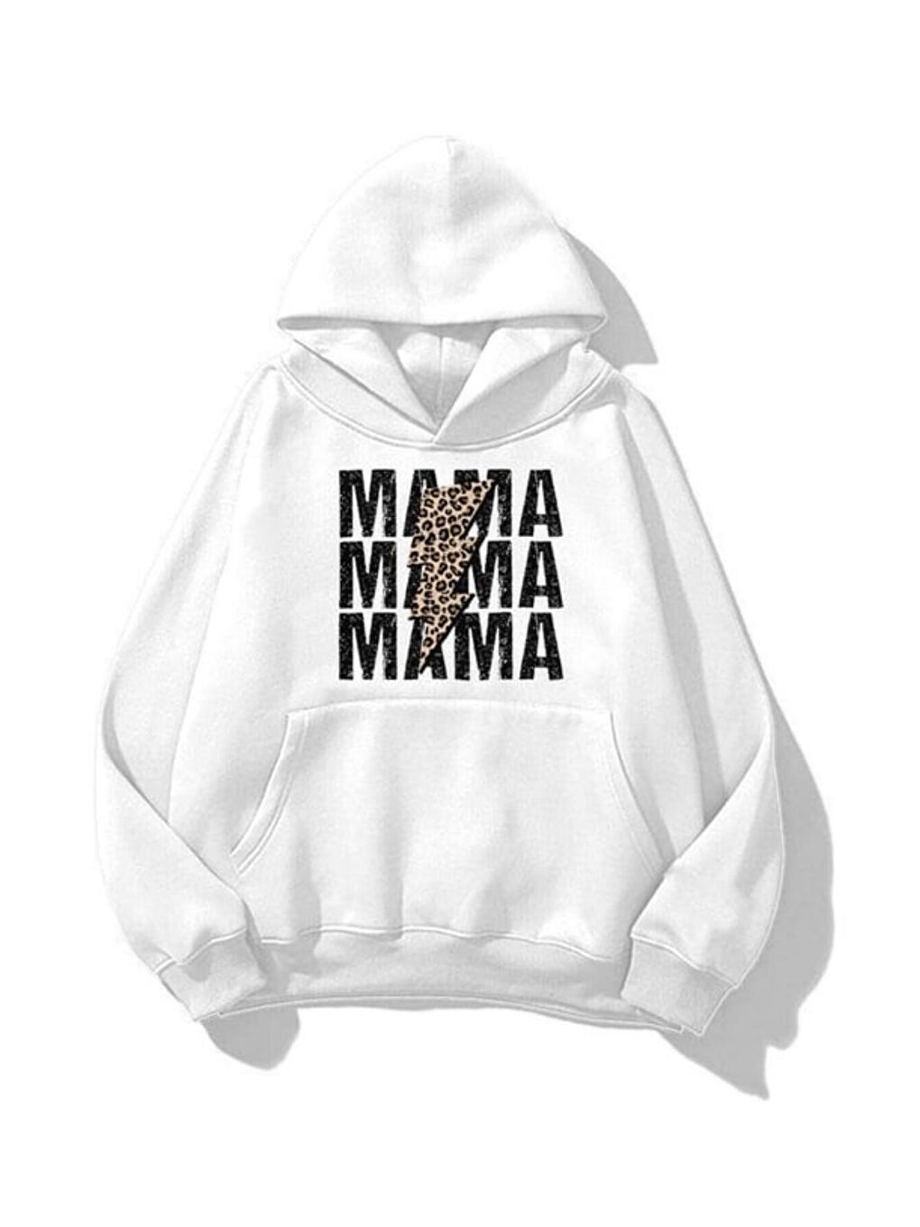 Unisex Tripple Mama Baskılı Kapüşonlu Sweatshirt Hoodie Beyaz