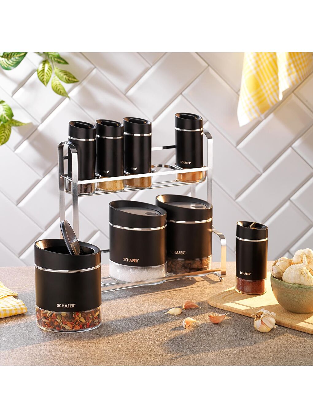 SCHAFER Silver Touch Baharat Takımı 9 Parça-Siyah
