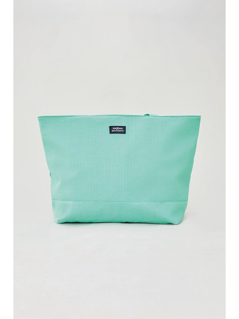 Yeşil Dokulu Fermuarlı Plaj Çantası Mint 22