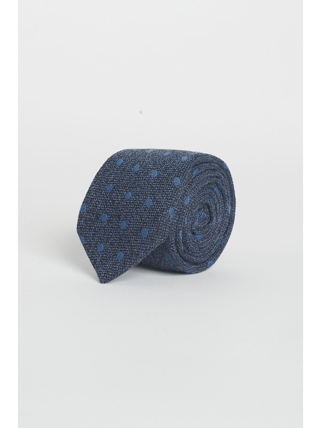 Erkek Mavi-Gri %100 Yün Desenli Kravat