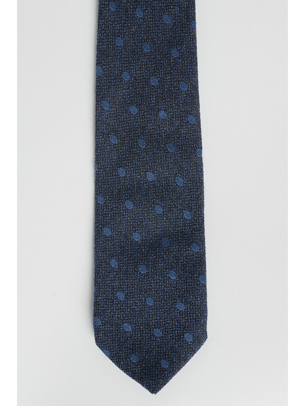 Erkek Mavi-Gri %100 Yün Desenli Kravat-1