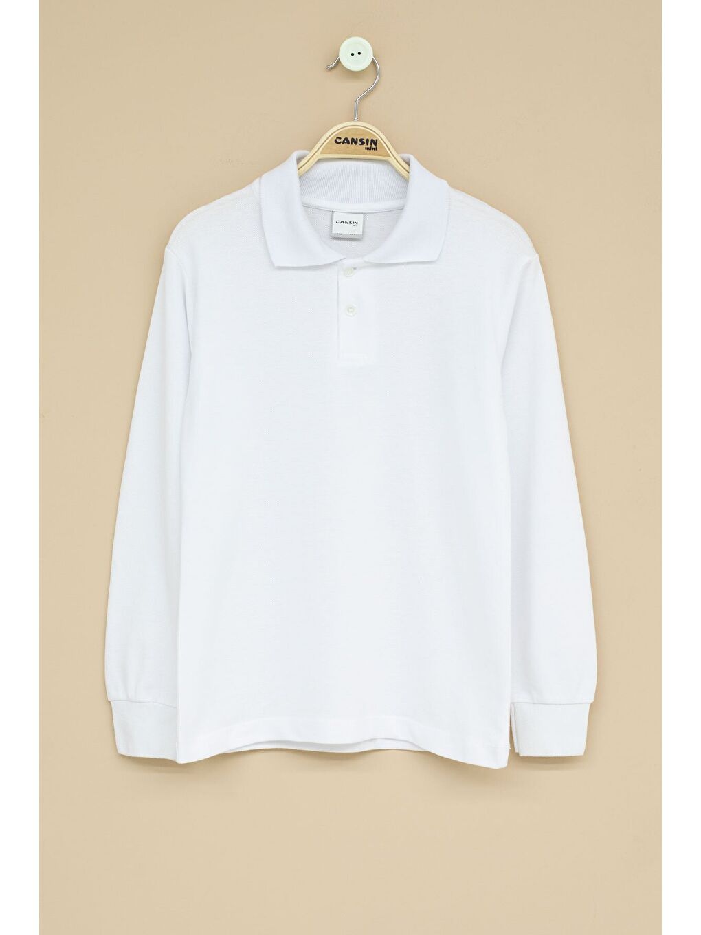 Beyaz Erkek Çocuk Polo Yaka Uzun Kollu 2'li Okul Tişörtü 22714-1