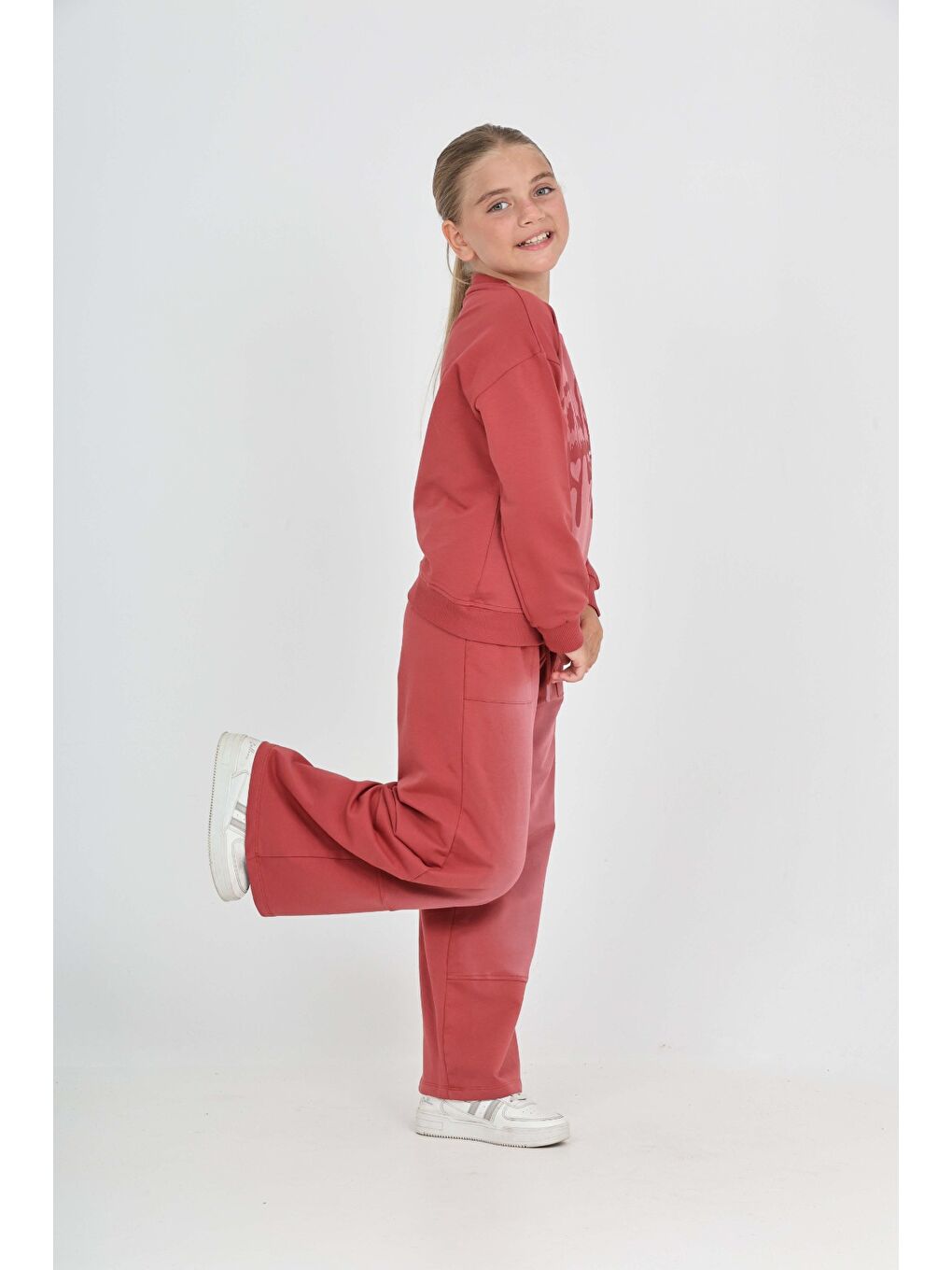 Kahverengi Kız Çocuk Follow Baskılı Eşofman Takım-2