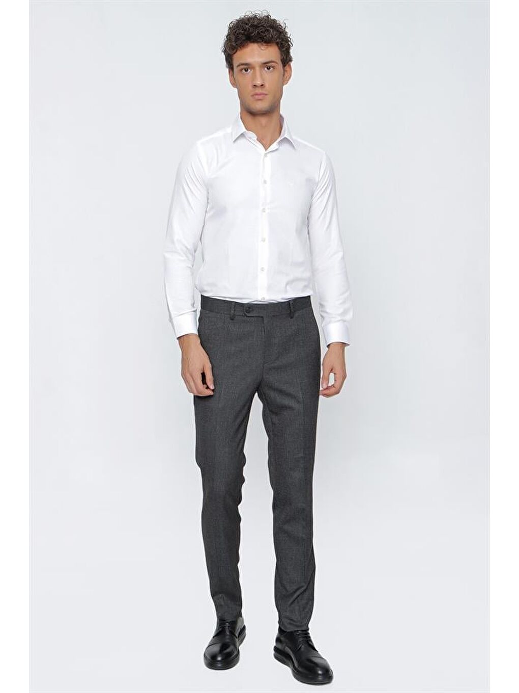 Koyu Antrasit Esnek Yandan Cepli Classic Slim Fit Erkek Pantolon 1003225167-1