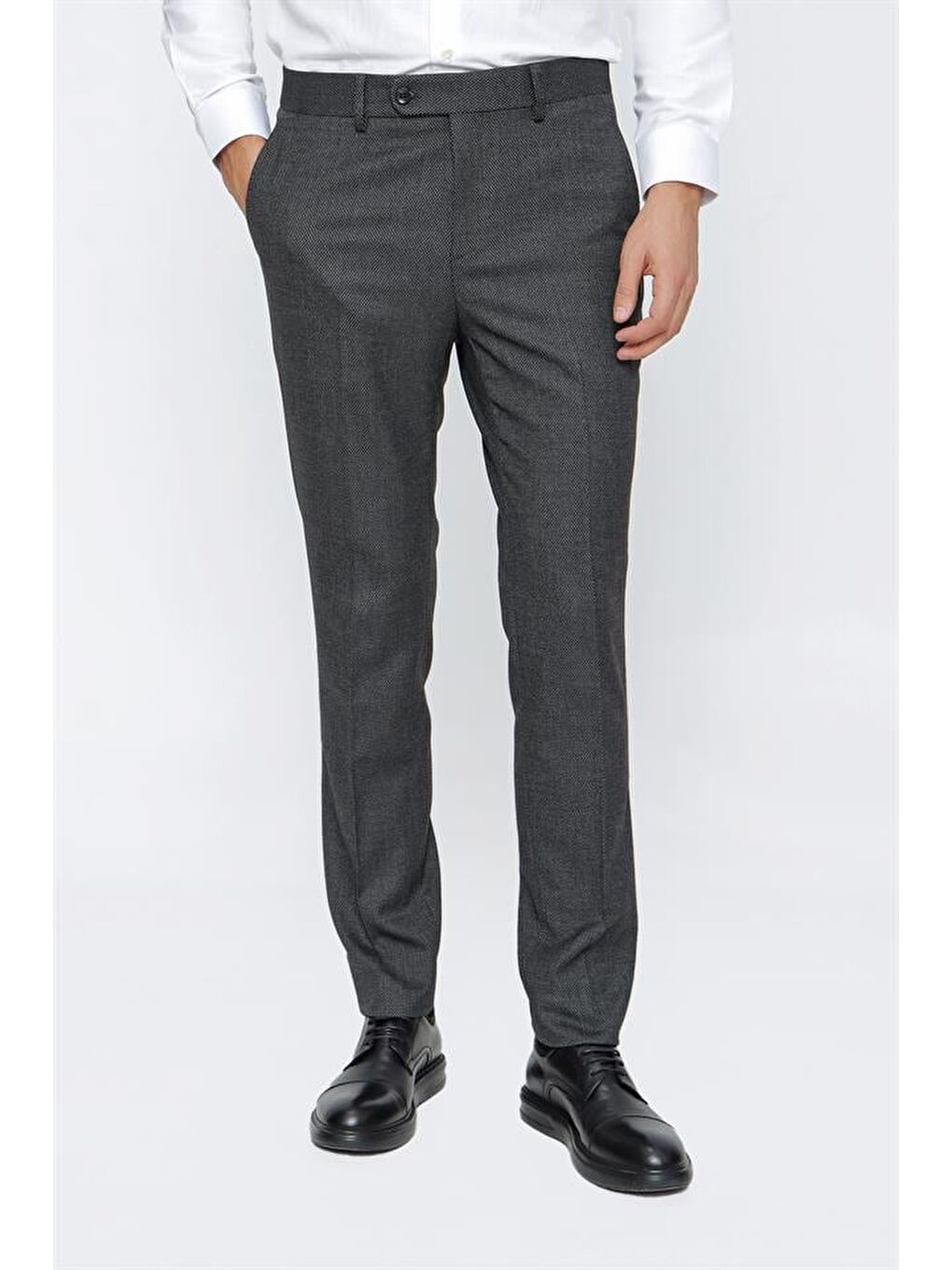 Koyu Antrasit Esnek Yandan Cepli Classic Slim Fit Erkek Pantolon 1003225167-2