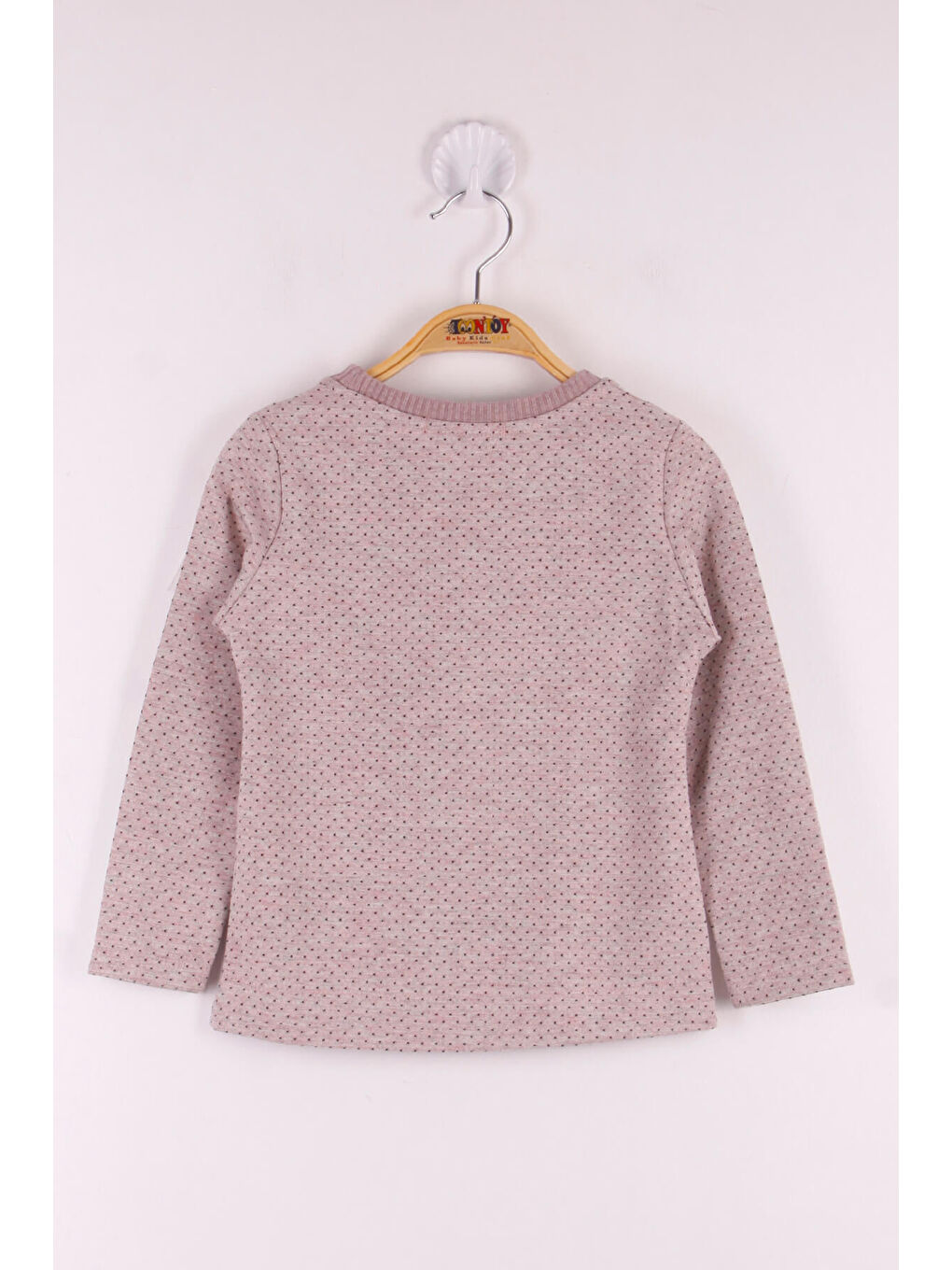 Pembe Kız Çocuk Yazı Nakışlı Puanlı T-Shirt-1