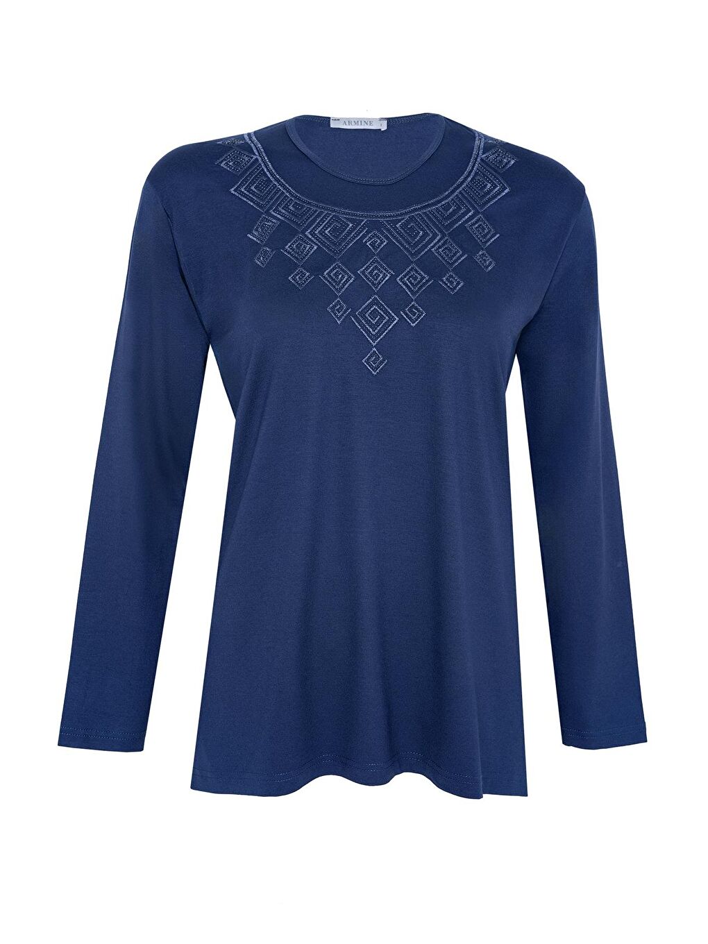 Mavi Nakış Detaylı Penye Bluz 24Yd9015 İndigo