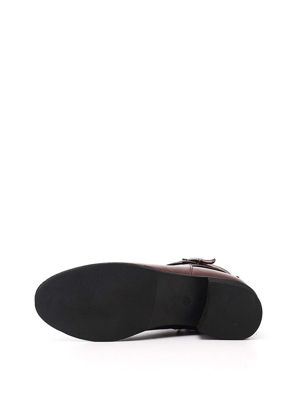 Bordo Kadın AÇIK BORDO Fermuarlı Kalın Topuklu Hakiki Deri Bot-3