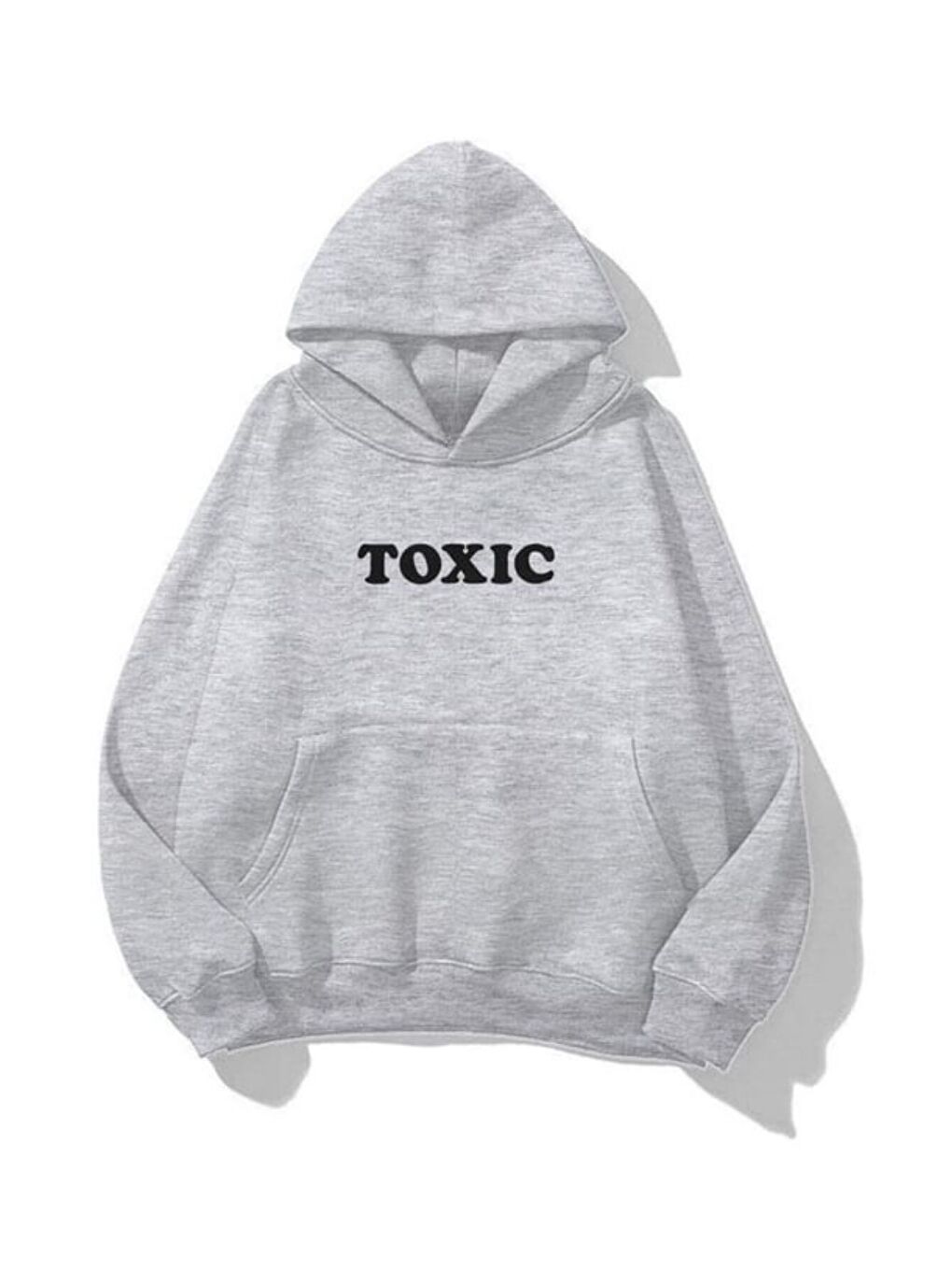 Unisex Toxic Baskılı Kapüşonlu Sweatshirt Hoodie Gri