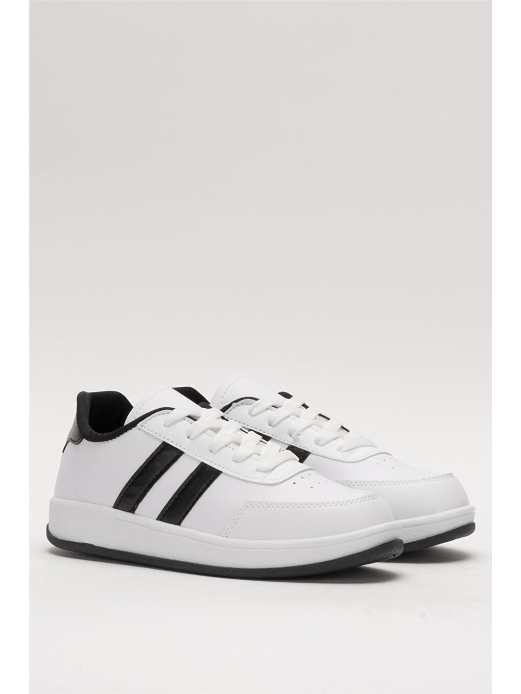 Unisex Düz Hafif Taban Günlük Sneaker Ayakkabı Beyaz - Sİyah-2