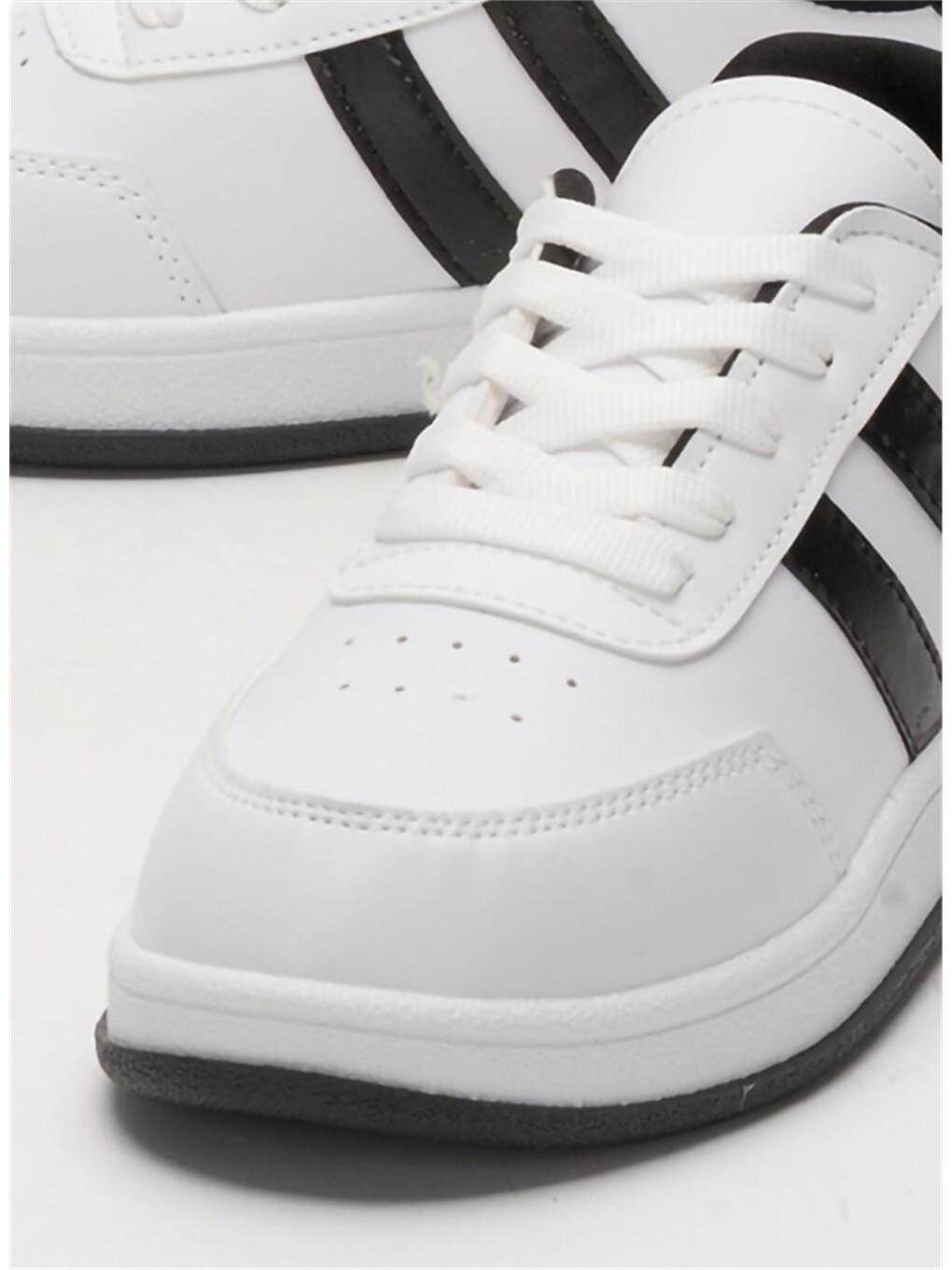 Unisex Düz Hafif Taban Günlük Sneaker Ayakkabı Beyaz - Sİyah-4