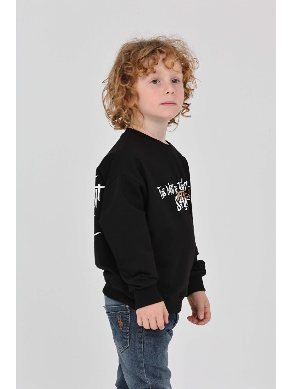 Siyah Erkek Çocuk Tnty Design Baskılı Sweatshirt-1