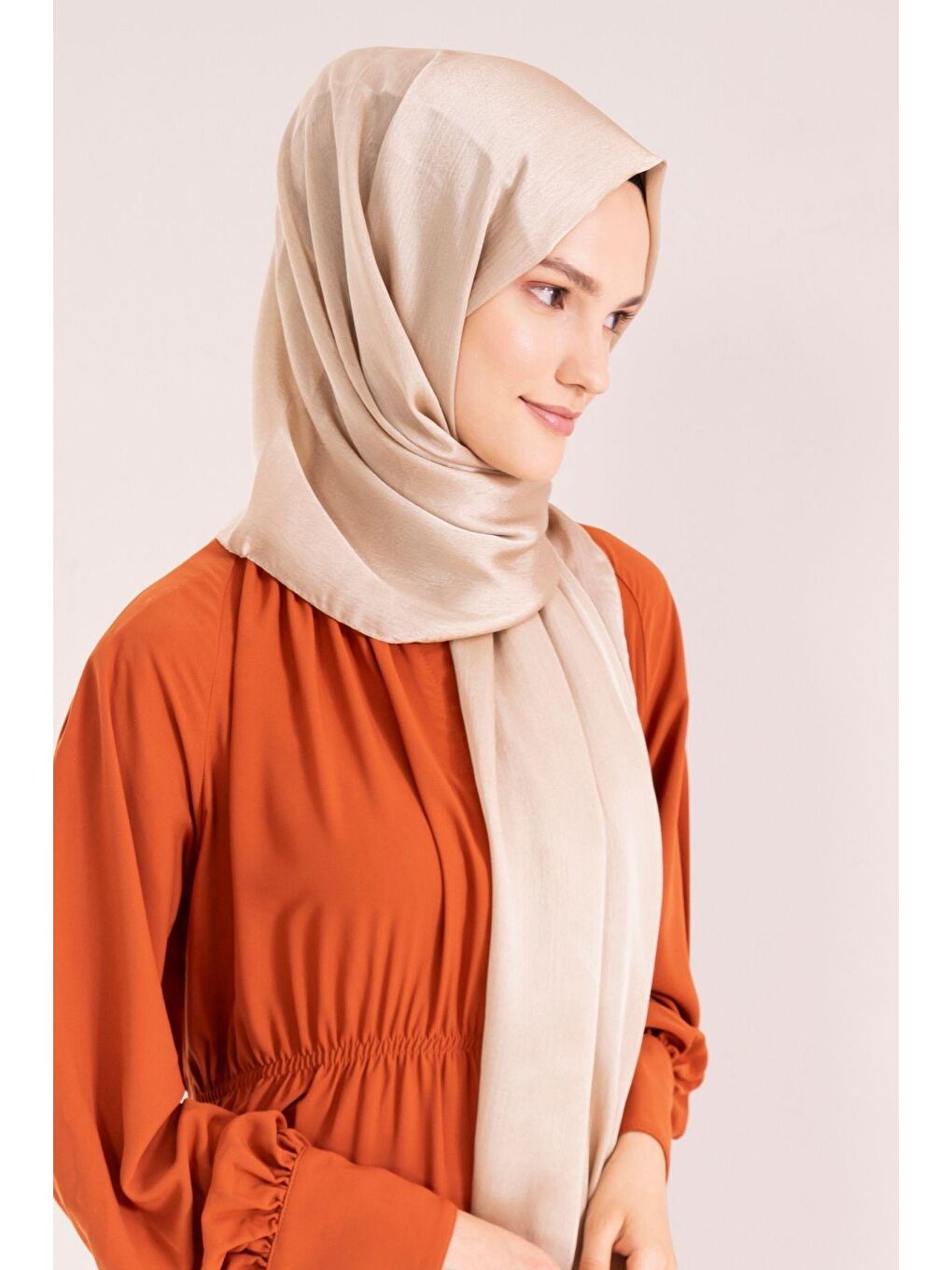 Bej Kadın Kırışmaz Janjan Şal 185*70 Cm-1