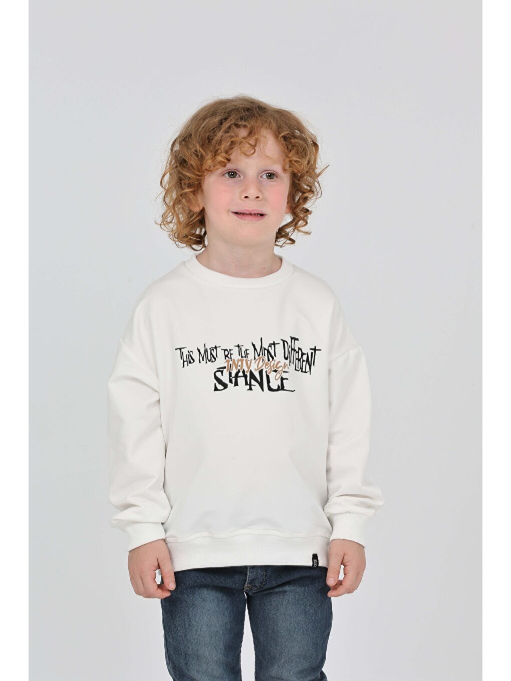 Ekru Erkek Çocuk Tnty Design Baskılı Sweatshirt