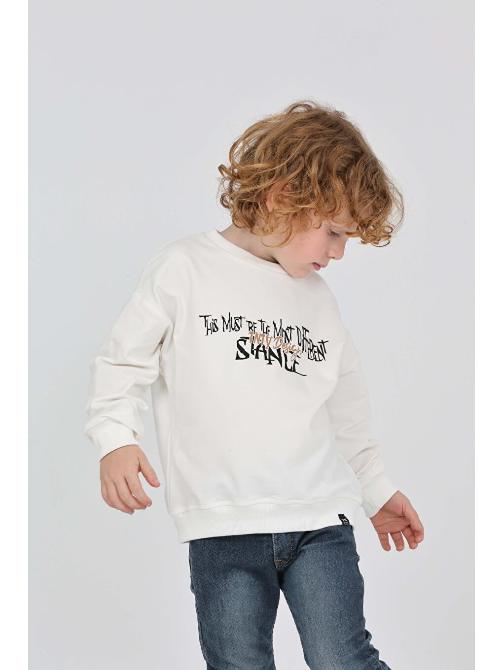 Ekru Erkek Çocuk Tnty Design Baskılı Sweatshirt-1