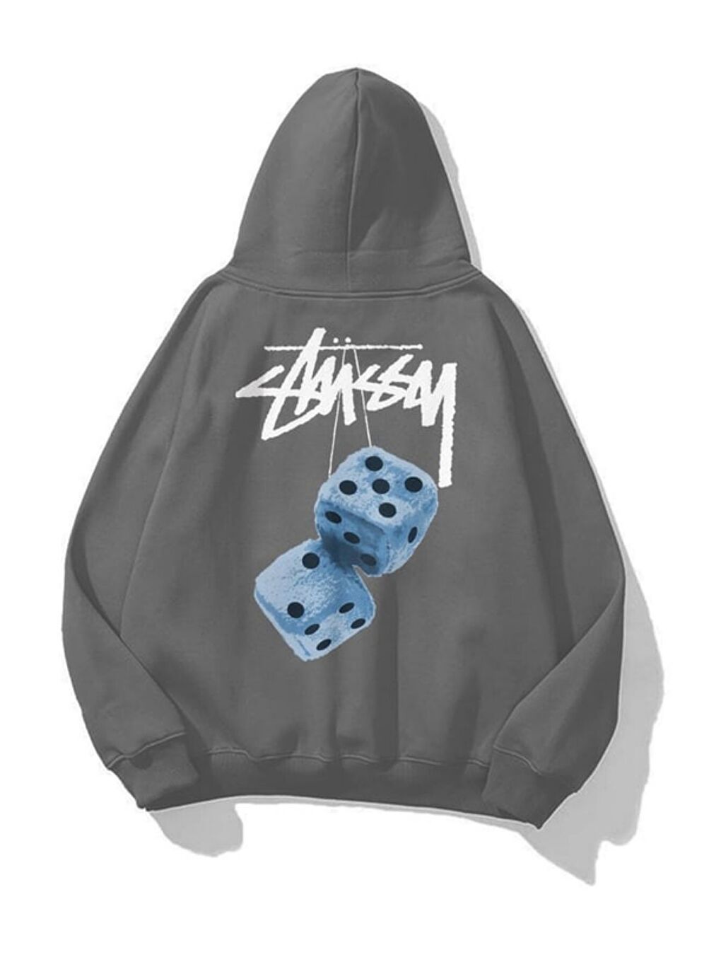 Gri Unisex Camsey Baskılı Kapüşonlu Sweatshirt Hoodie Füme