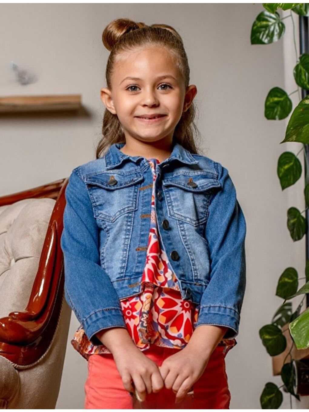 Kırmızı Kız Çocuk Pantolon, Gömlek , Ceketli Takım M00720-7