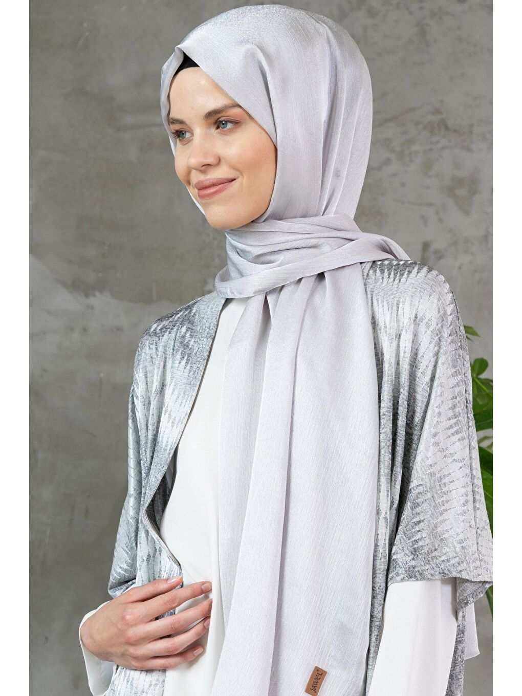 Gri Kadın Kırışmaz Janjan Şal 185*70 Cm-2