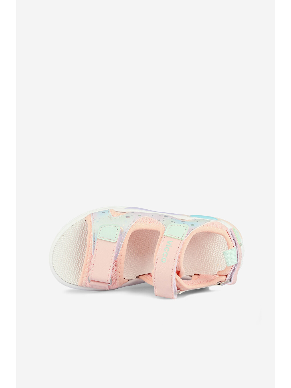 Pembe Puf Baskılı Kız Okul Öncesi Pudra Sandalet-2