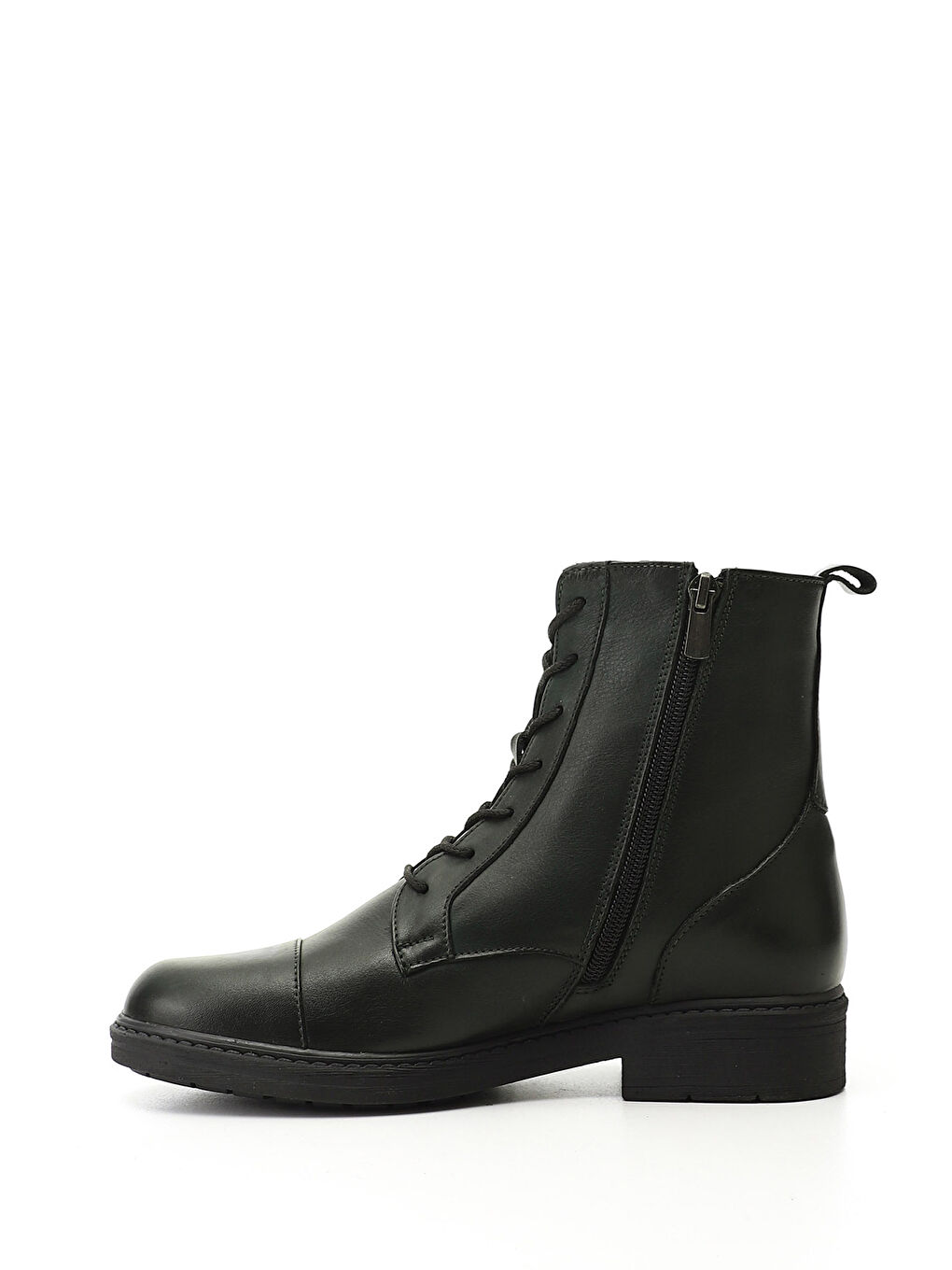 Kadın HAKİ-YEŞİL Fermuarlı Kauçuk Taban Hakiki Deri Postal Bot-2