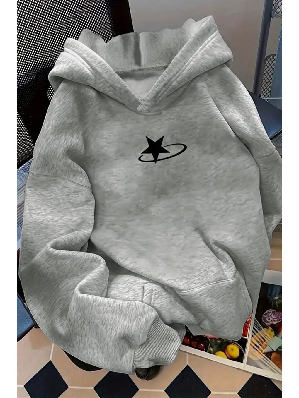 Gri Speed Star Ön Baskılı İçi Pamuklu Unisex Sweatshirt