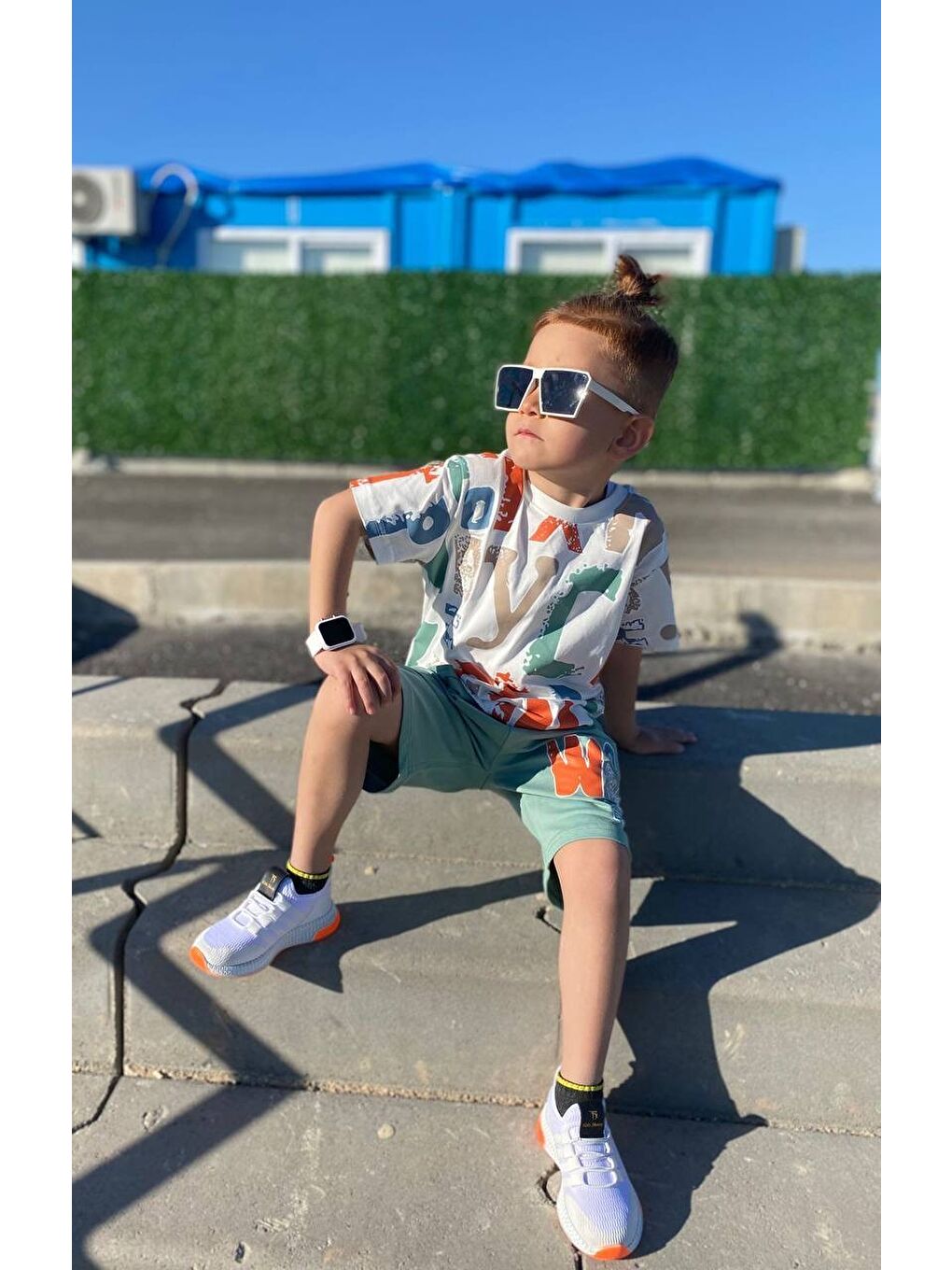 Haki Baskılı Erkek Çocuk Tişört Şortlu Takım M00715-8