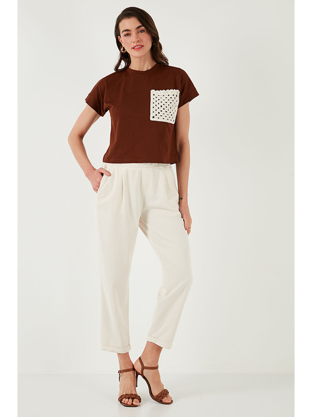 Bej Slim Fit Normal Bel Boru Paça Pantolon 668Yp5372-4