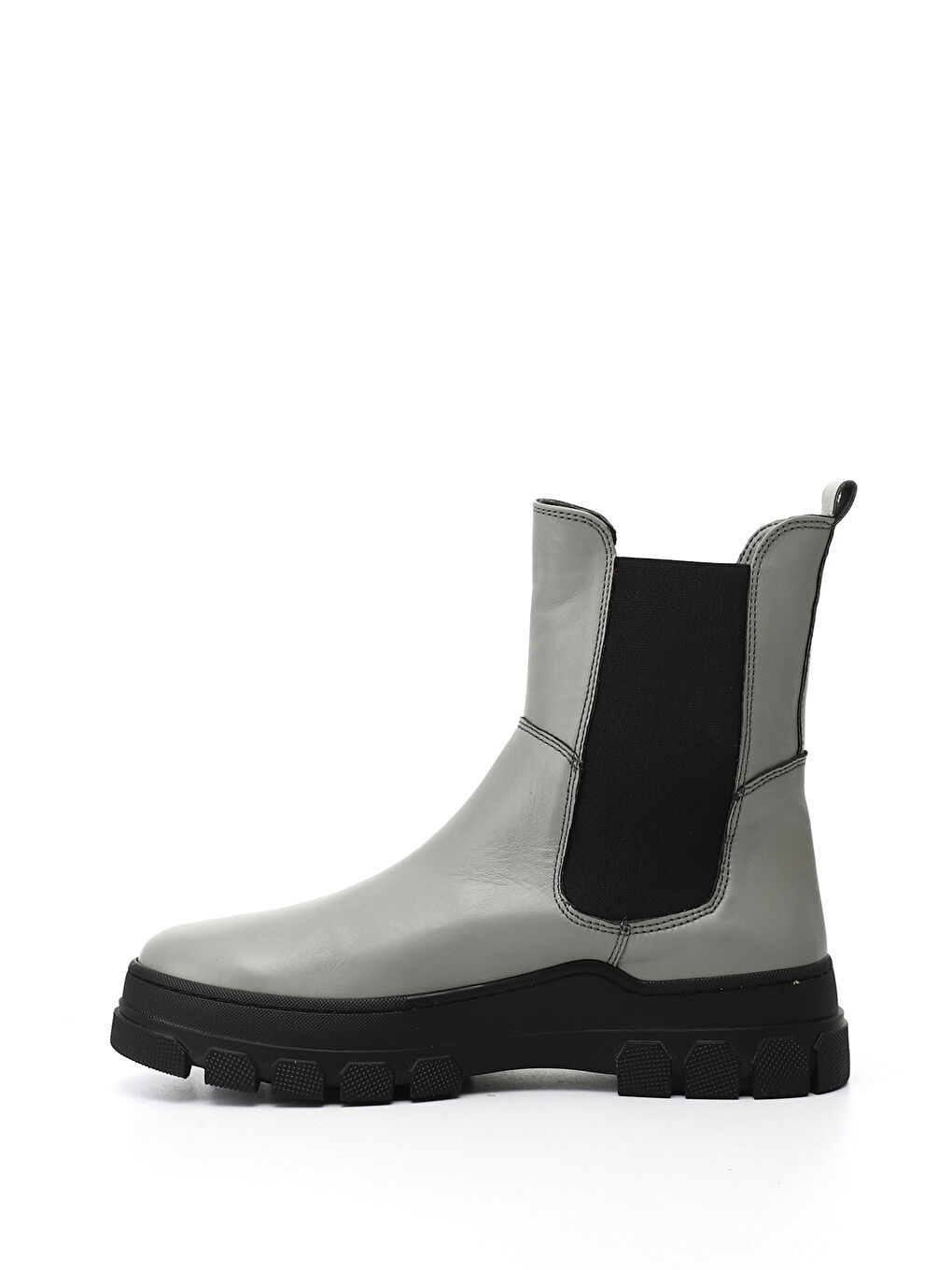 Gri Kadın GRİ Kauçuk Taban Hakiki Deri Chelsea Bot-2