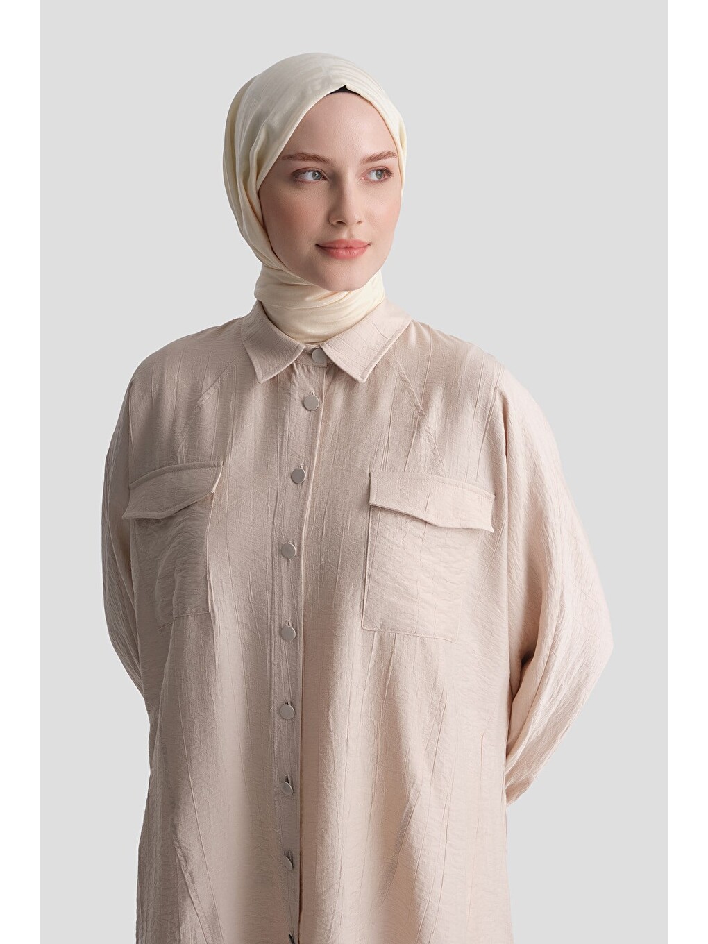 Rayon Karışımlı Tunik Bej-3