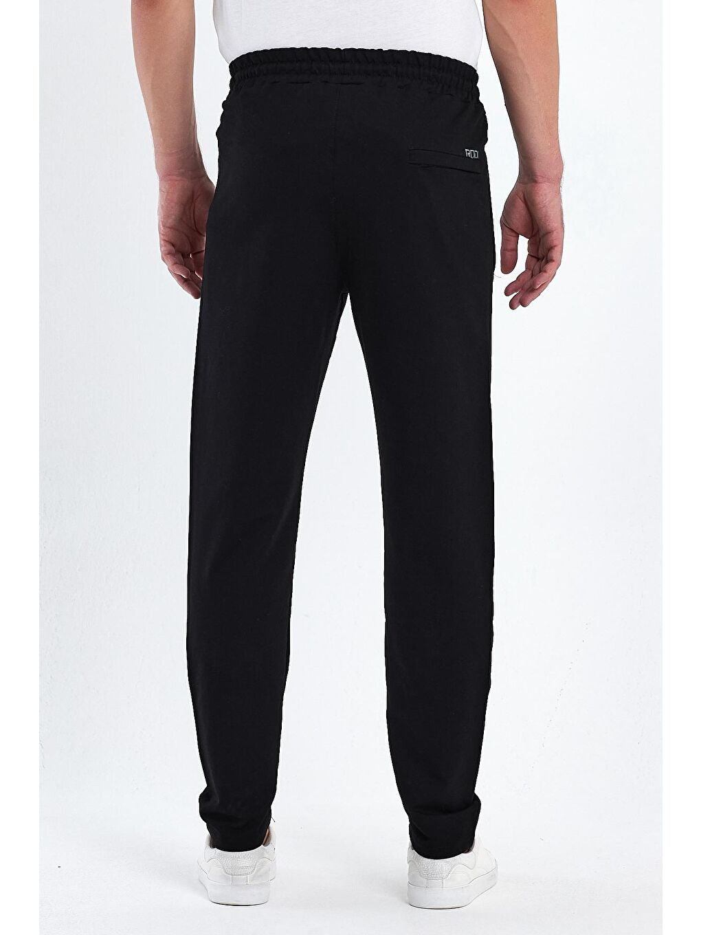 Siyah Düz Paça Arkası Reflektör Baskı Erkek Eşofman Altı-2