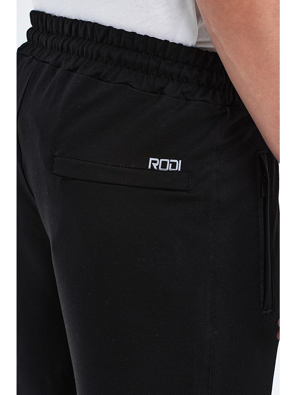 Siyah Düz Paça Arkası Reflektör Baskı Erkek Eşofman Altı-3