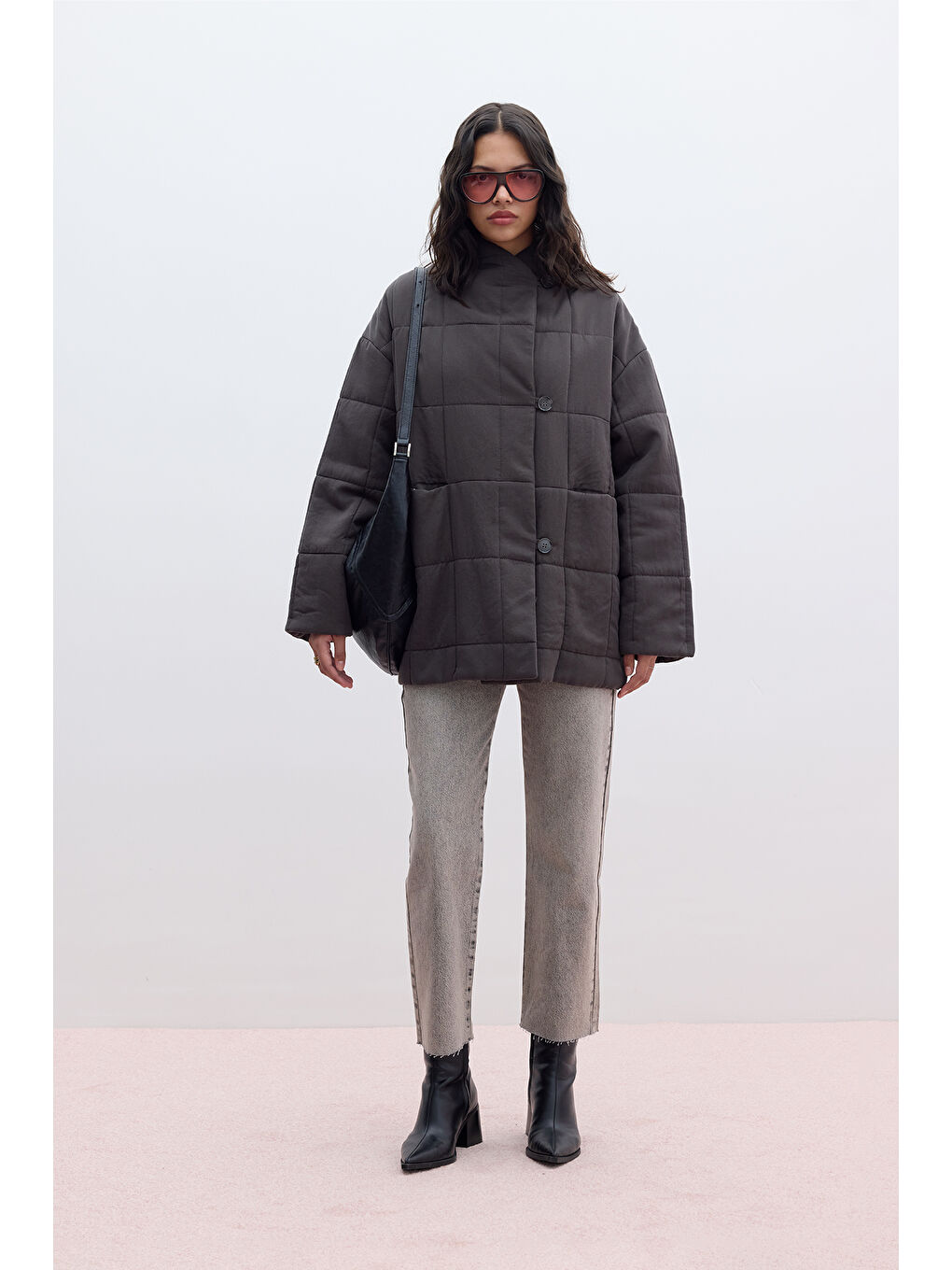 Straıght Yüksek Bel Denim Pantolon Antrasit