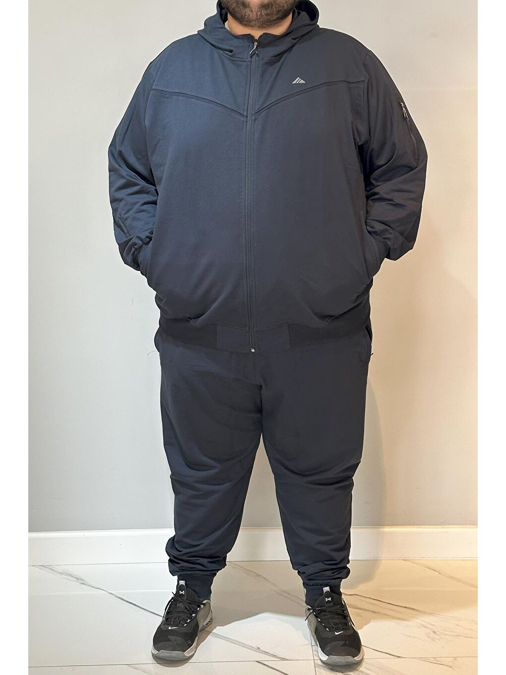 Özel Üretim Büyük Beden Ekstra Battal Pamuklu Erkek Eşofman Takımı 24722 Lacivert