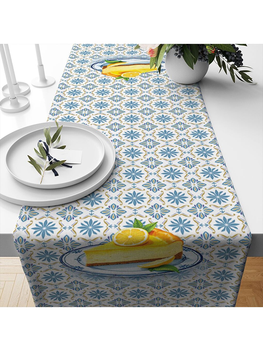 Karışık Bahar Temalı Desenli Kadife Kumaş Dijital Baskılı Runner-1