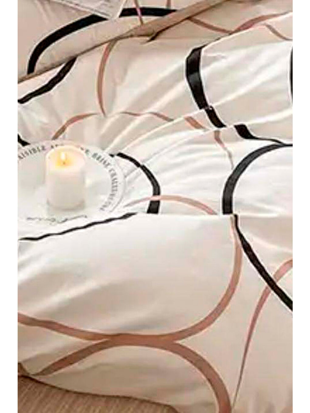 Ekru Kolay Ütülenir Nevresim Takımı Çift Kişilik Line Rondom Krem-1