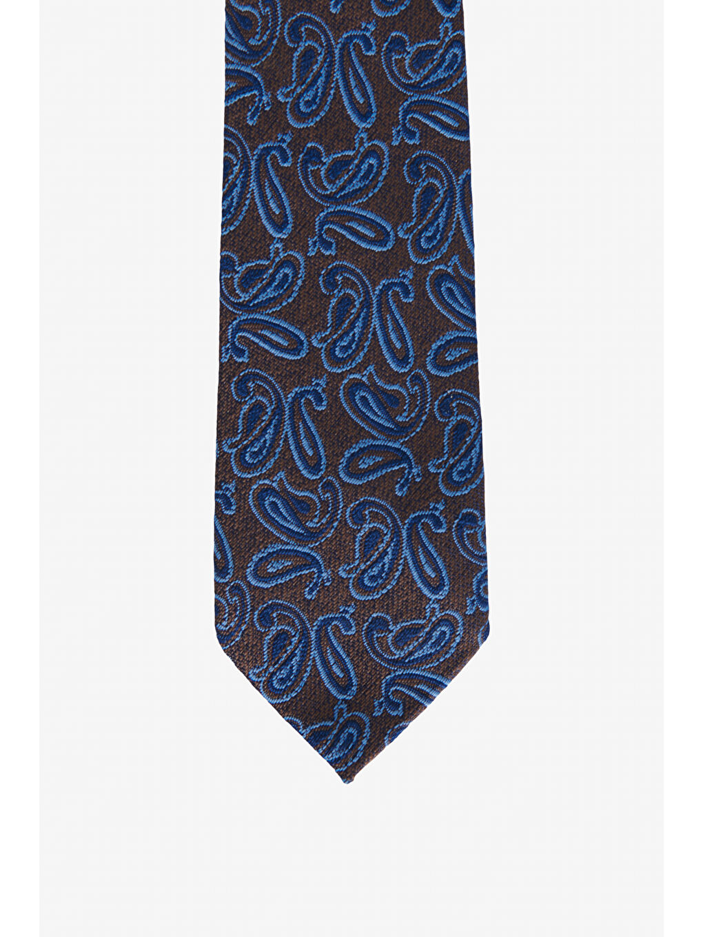 Kahverengi Erkek Kahve-Mavi Desenli Kahve-Mavi Klasik Kravat-1