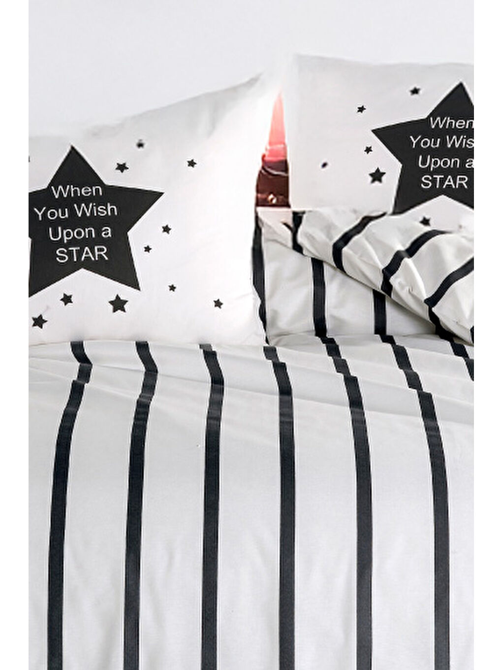 Kolay Ütülenir Nevresim Takımı Çift Kişilik FunnyStar Siyah-Beyaz-2