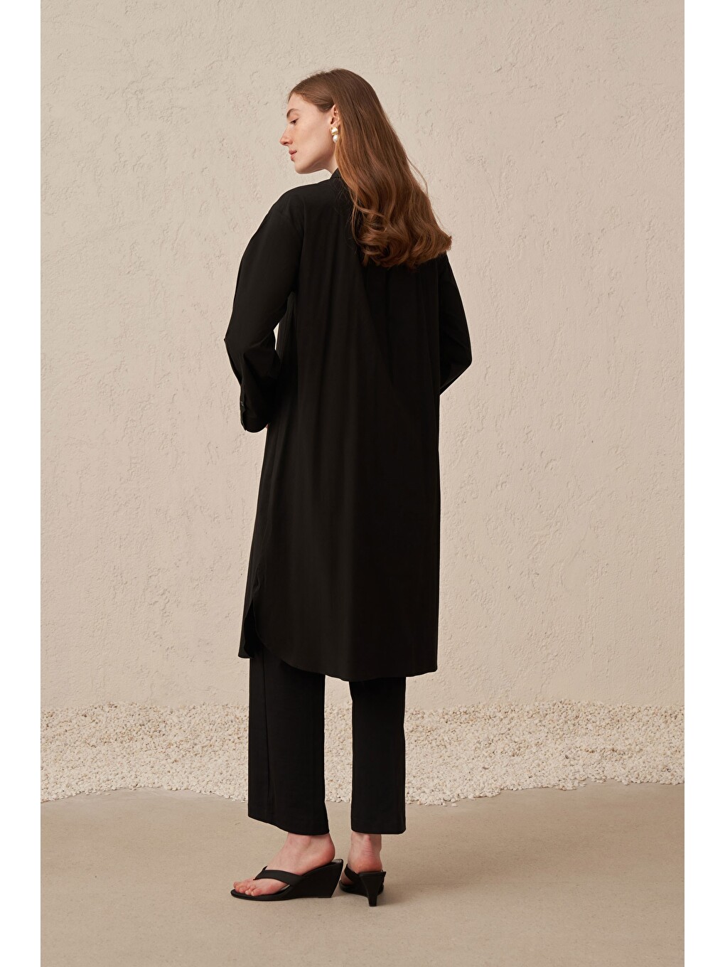 Siyah-düğme Detaylı Poplin Tunik-2