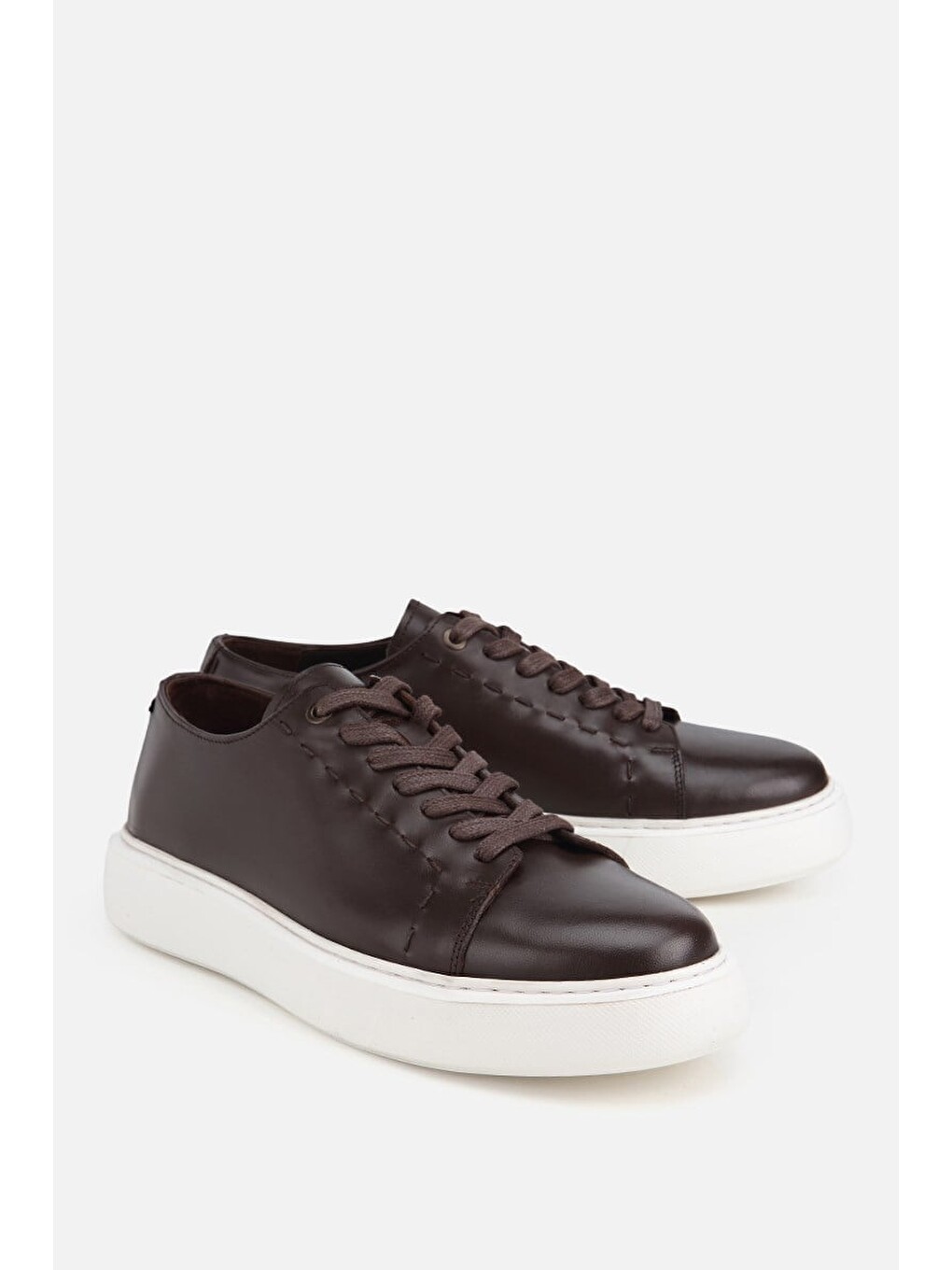 Erkek Kahverengi Bağcıklı Kalın Tabanlı Günlük Sneaker-1