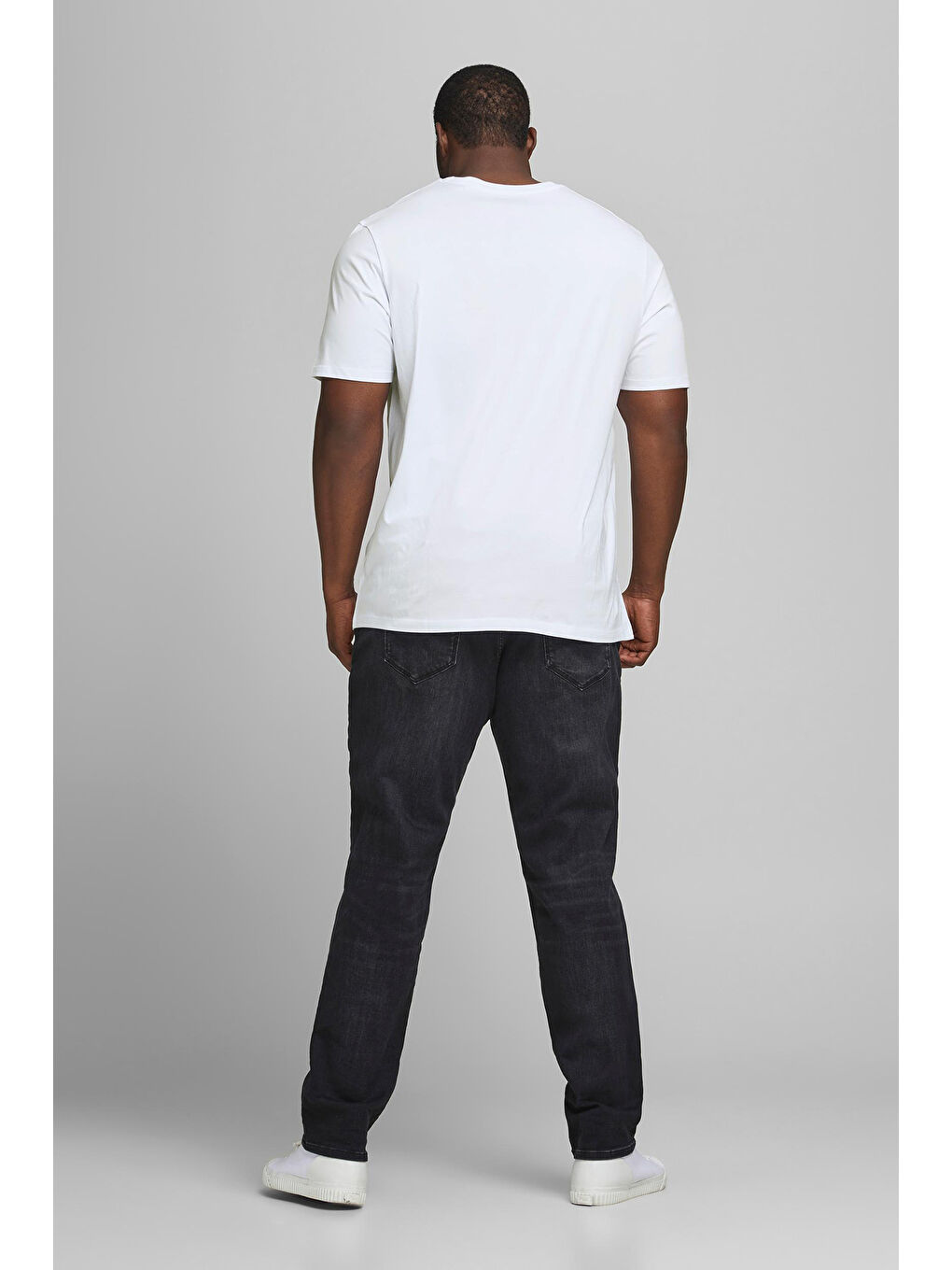 Beyaz Büyük Beden Bisiklet Yaka % 100 Pamuk Plus Jjecorp Erkek T Shirt 12184987-1