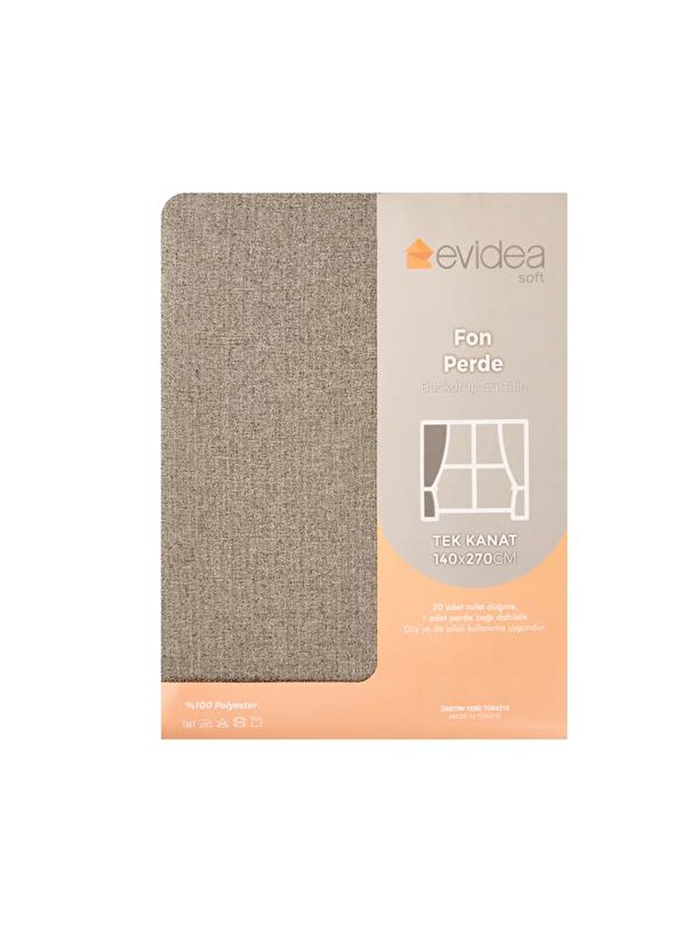 Evidea Soft Rosa Fon Perde - Ekru - 140x270 cm