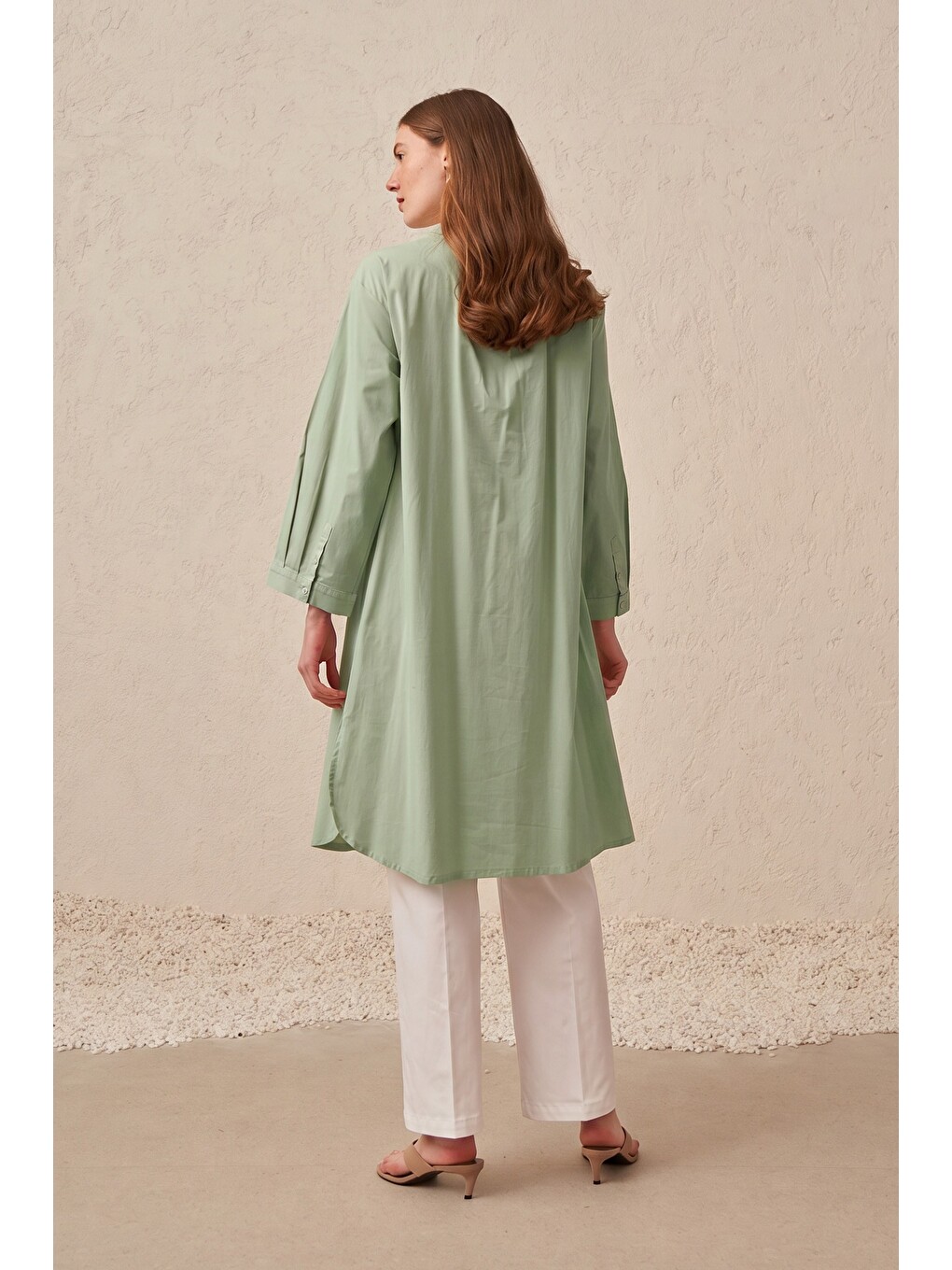 Yeşil Mint-düğme Detaylı Poplin Tunik-3