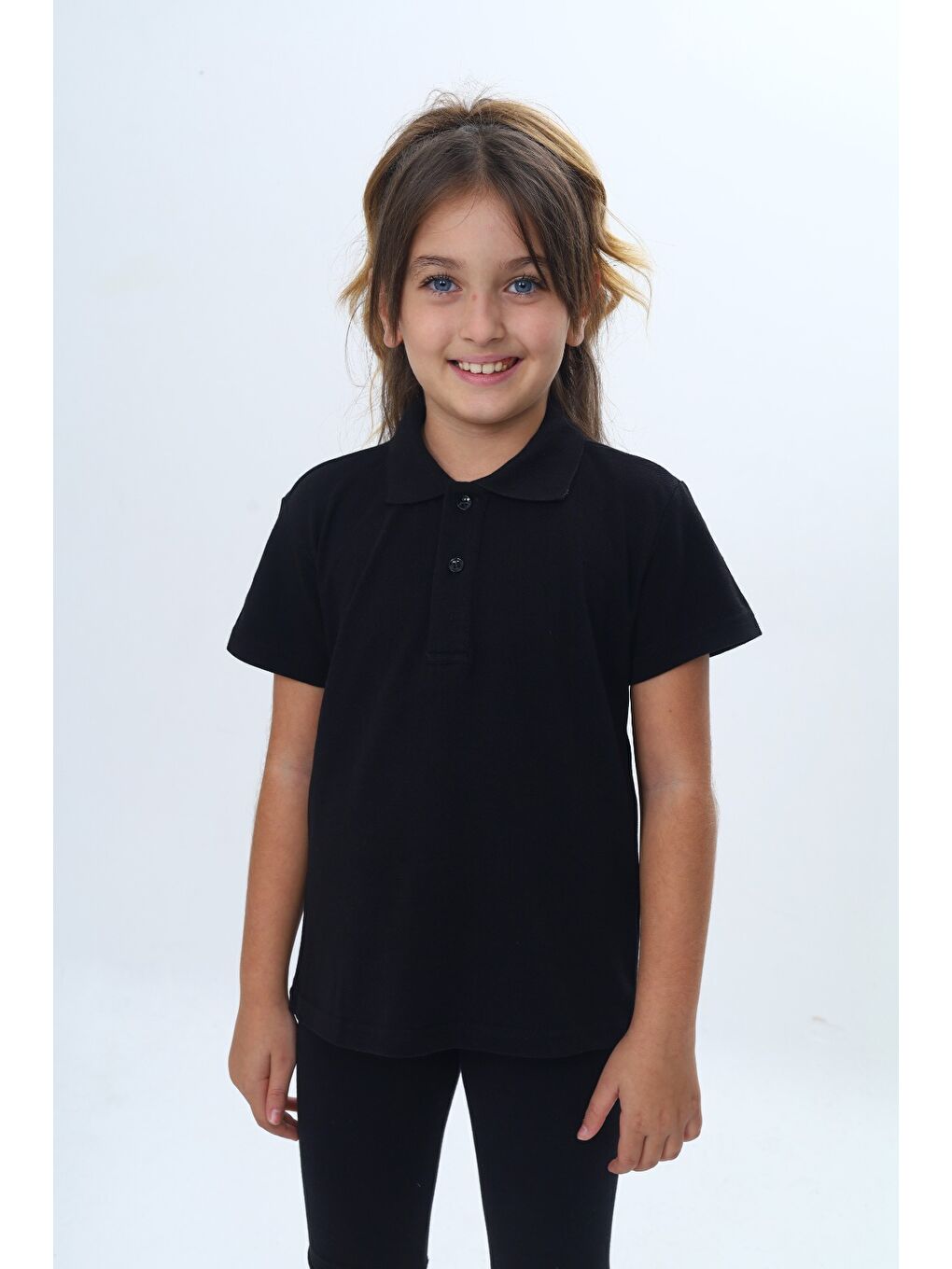 Siyah Unisex Çocuk Polo Yaka Tişört