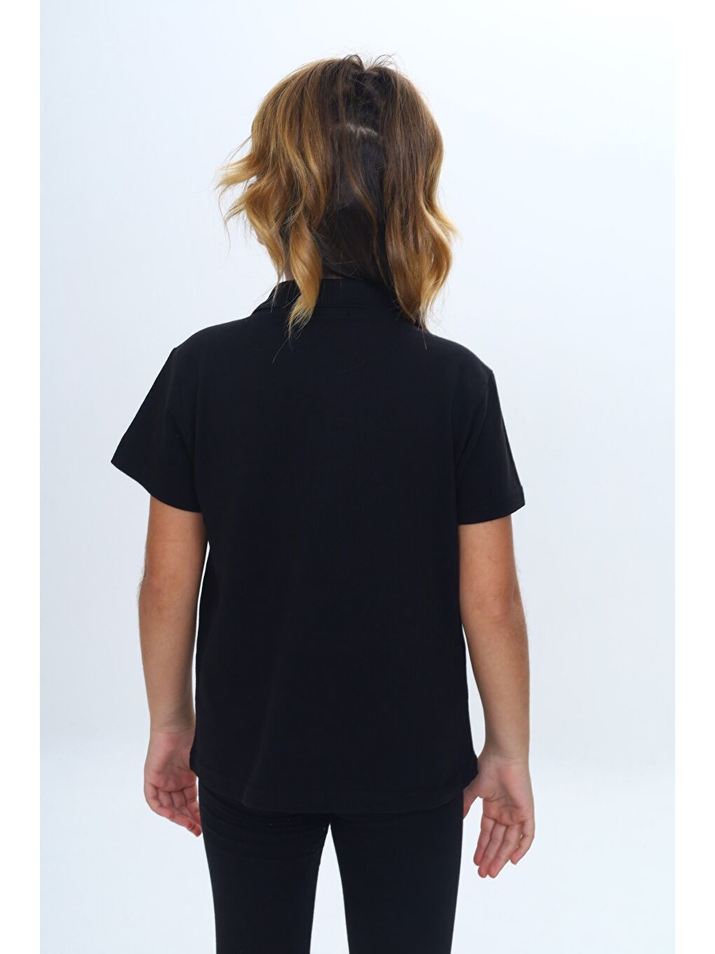 Siyah Unisex Çocuk Polo Yaka Tişört-3