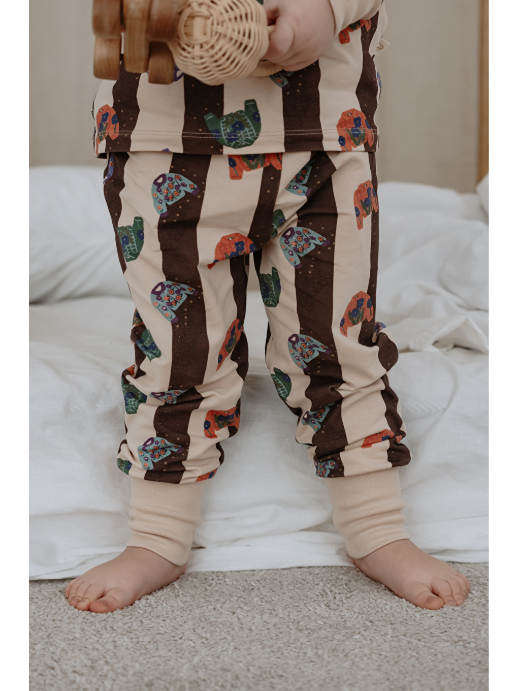 Kahverengi Kazak Desenli Pijama Alt