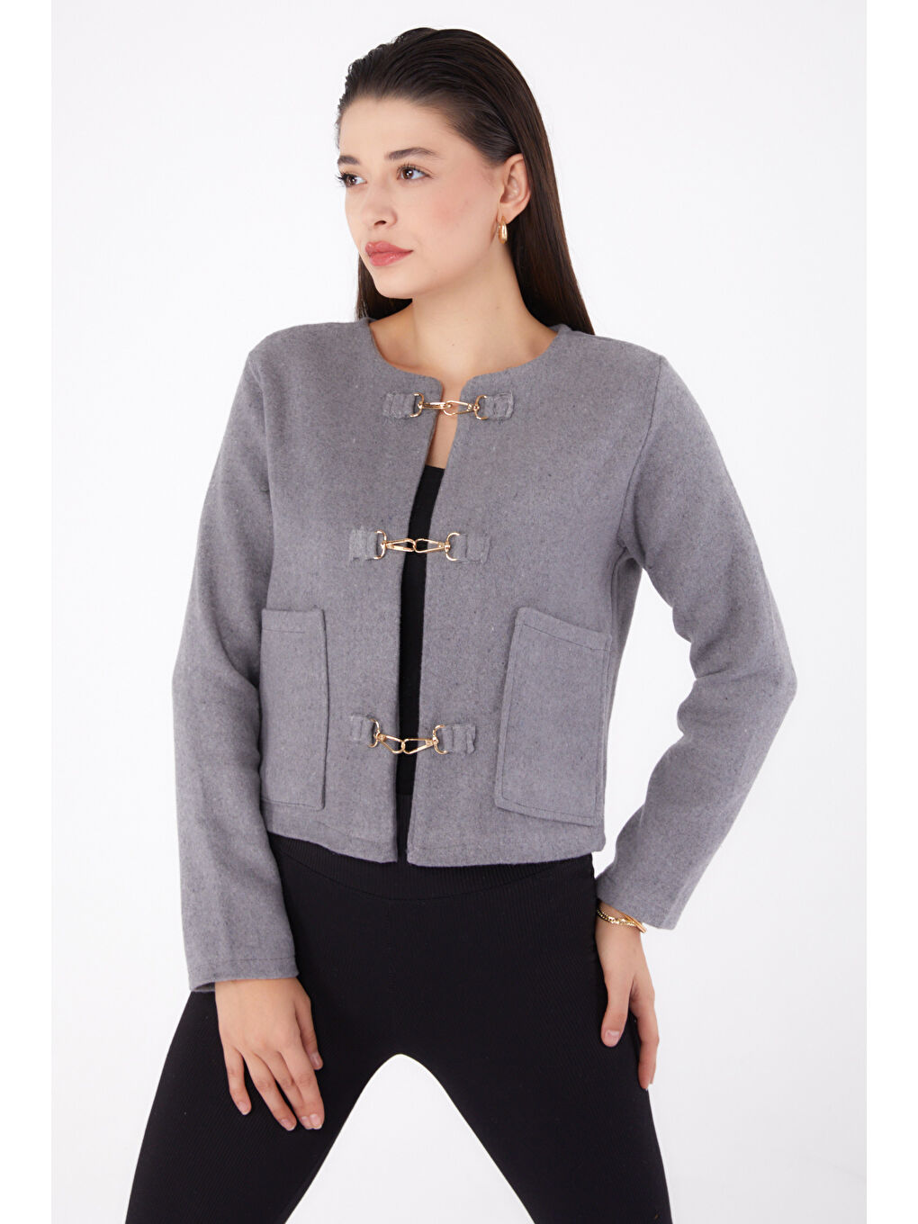 Kaşe Ceket Gri - 13291-2