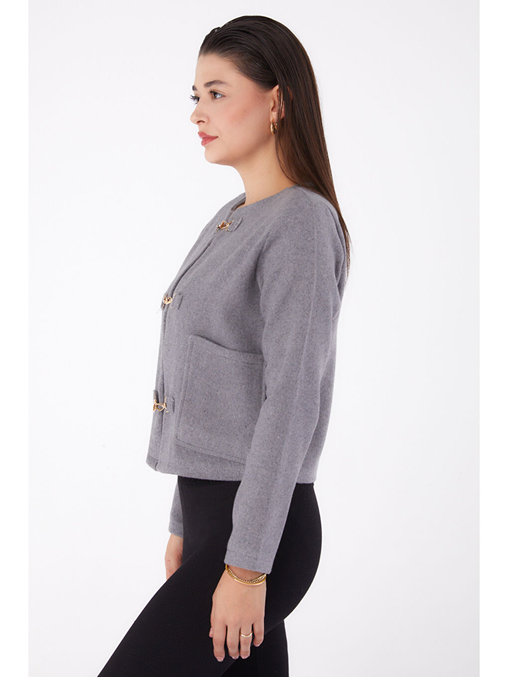 Kaşe Ceket Gri - 13291-3