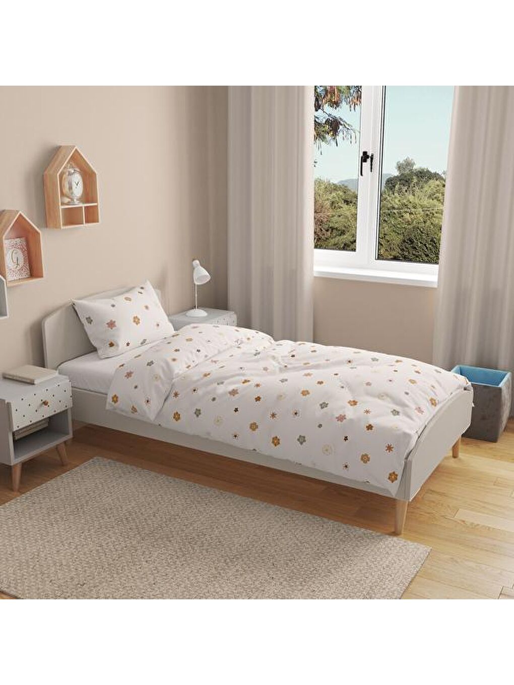 Karışık Soft Flow Tek Kişilik Pike Takımı - Renkli-2